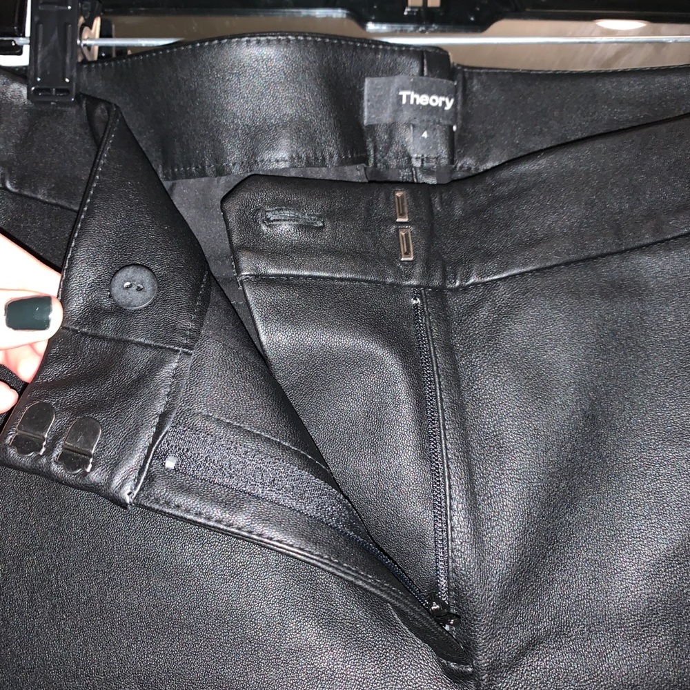 Theory Black Leather Pants size 4 - Picture 4 of 5